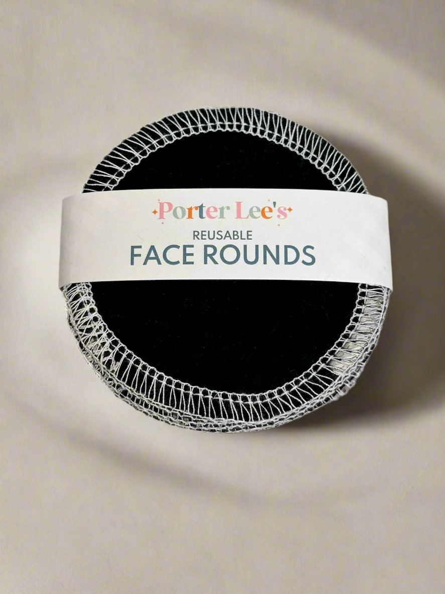Reusable Face Rounds- 10 pack Black Reusable Eye Rounds PorterLee_sEyeROunds-black